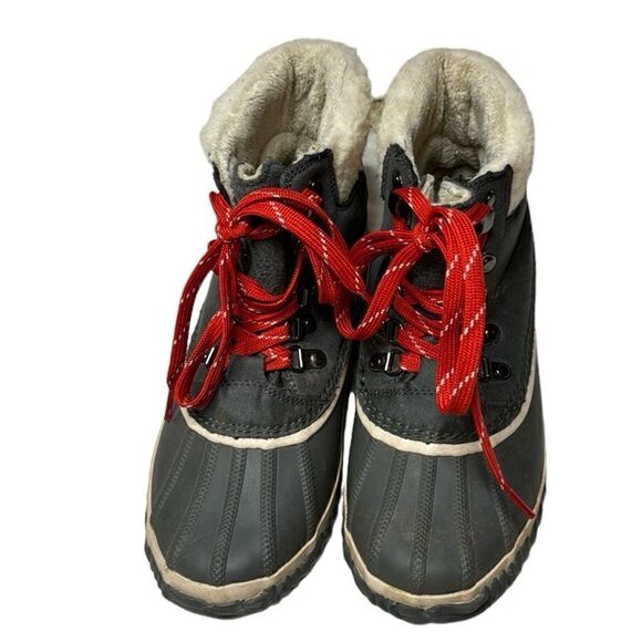 JBU by Jambu Lizzy Waterproof Grey/Red Lace Up Duck Boots. Size 7.5. - Picture 3 of 13